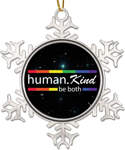 Human Kind Be Both - Adorno para árbol de Navidad, bisexual, arco iris, orgullo, gay, LGBTQ, copo de nieve pansexual, colgante de árbol de Navidad,