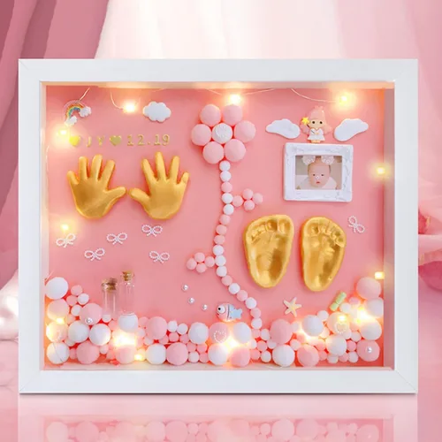 Miniatura 13 de MCstars Kit personalizado de mano y huella de bebé, pies de recuerdo y huellas de manos para recién nacidos, regalo para baby shower, Navidad