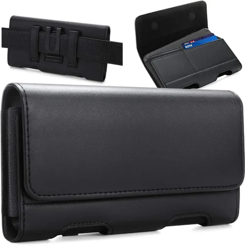 Miniatura 10 de BECPLT Funda Holster de Cuero Tipo Bolsa para iPhone 17 Pro 17/16/15/14/13/12/11 Pro con Clip para Cinturón y Trabillas para Cinturón
