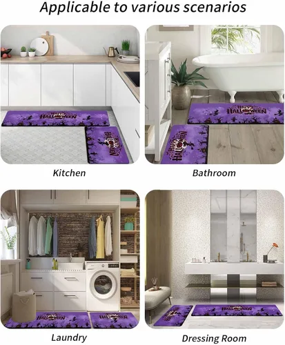 Miniatura 6 de Tapete de baño de Halloween para bañera, antideslizante, de secado rápido y absorbente, tierra de diatomeas, fregadero de ducha, tapete lavable
