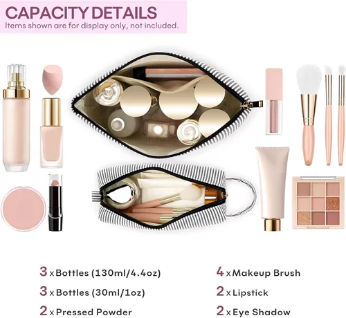 Miniatura 4 de 2 piezas de bolsas de maquillaje iniciales para mujeres: bolsa de cosméticos para viaje y artículos de tocador - Regalos de cumpleaños para niñas