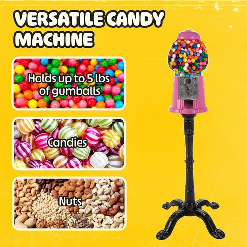 Miniatura 2 de Great Northern Popcorn - Máquina de chicles de 15 pulgadas con soporte y banco de monedas, dispensador de caramelos con globo de vidrio y base