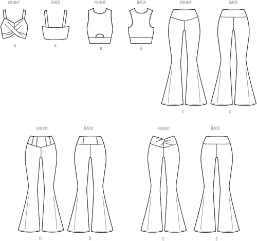 Miniatura 3 de McCall's M8368A - Kit de patrón de costura para tops y pantalones acampanados, código M8368, tallas XS-S-M-L-XL