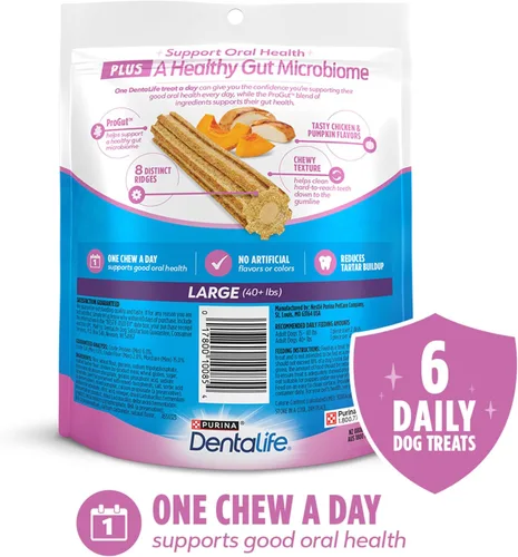 Miniatura 6 de DentaLife Plus - Golosinas de apoyo digestivo para perros grandes de 40 libras en adelante, limpia los dientes, refresca el aliento y apoya el sabor