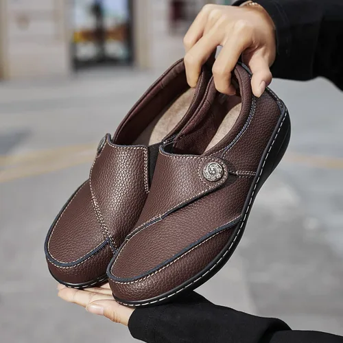 Miniatura 6 de Geoeleph - Mocasines de cuero para mujer, cómodos, planos, para caminar, con cordones, informales