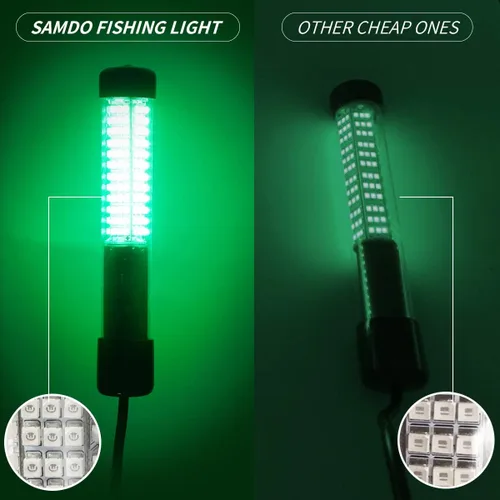Miniatura 3 de SAMDO IP68 Lámpara LED submarina de 12V para pesca, luz de 1080 lúmenes que atrae peces, luz para pesca nocturna de 10.8W Verde
