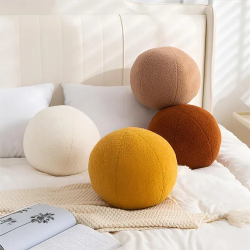 Miniatura 7 de Almohada de Bola de 11.8 Pulgadas, Almohadas Redondas Nórdicas de Lanzar Bouclé, Almohada de Bola con Forma de Esfera, Almohada Decorativa Redonda