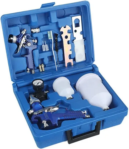 HVLP - Kit de herramientas pulverizadoras de pintura de alimentación por gravedad, incluye 1 pistola pulverizadora de boquilla de 0.031 in y 1