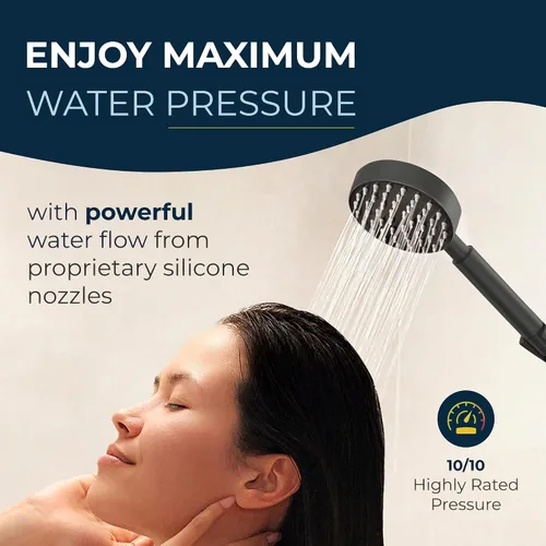 Miniatura 3 de HammerHead Showers® Cabezal de ducha de mano de metal sólido, negro mate, cabezales de ducha de bajo flujo de 1.75 GPM, varita rociadora de 4