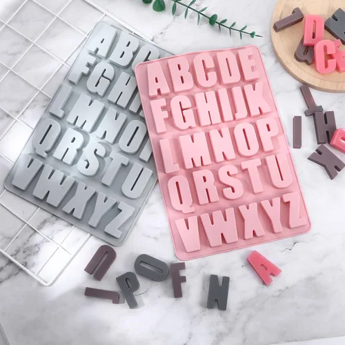 Miniatura 7 de 2 moldes de letras para chocolate, moldes de silicona del alfabeto para manualidades, molde de crayón reutilizable para cera, molde de letras
