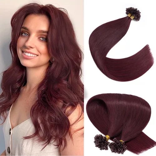 Miniatura 16 de Extensiones de cabello humano con punta en U, con queratina de fusión caliente, extensiones de cabello humano real, extensiones de cabello Remy