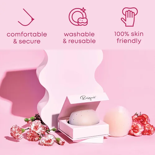 Miniatura 4 de Nipple Coverings Reusable Nipple Covers Silicone Adhesive Pasties for Women, Complete with a Travel Box for Convenience