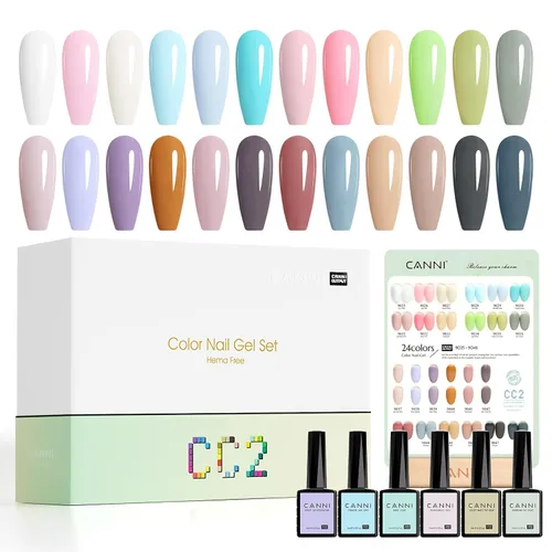 Miniatura 13 de CANNI CC1 - Juego de esmalte de uñas de gel, 30 piezas de 9 ml, colores negro, rosa intenso, verde, amarillo, morado, azul, kit de uñas con secado