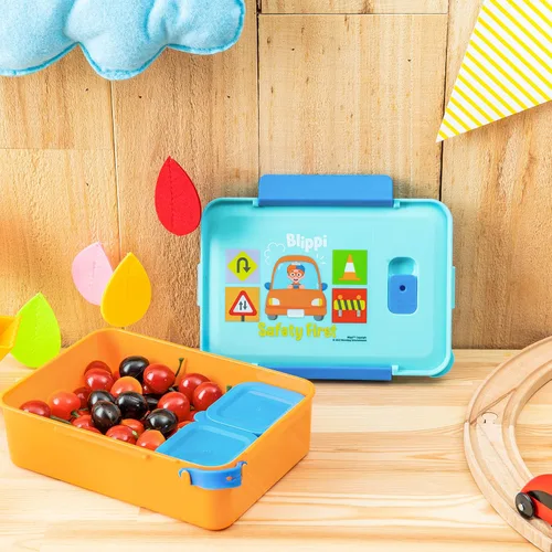 Miniatura 3 de Zak Designs Blippi Caja Bento de plástico reutilizable con sello a prueba de fugas, asa de transporte, ventilación de vapor para microondas