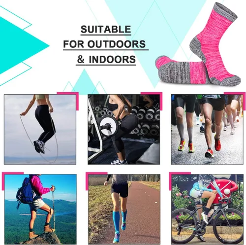 Miniatura 7 de Heatuff Paquete de 6 calcetines de senderismo para mujer, calcetines deportivos de alto rendimiento, amortiguadores de senderismo al aire libre