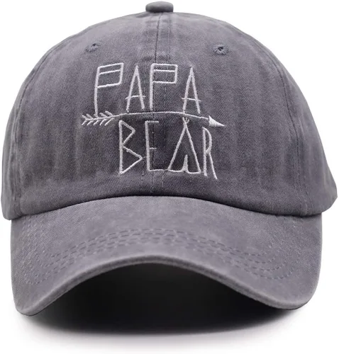 Miniatura 2 de KKMKSHHG Unisex Papa Bear Denim Hat Adjustable Washed Dyed Cotton Dad Baseball Caps