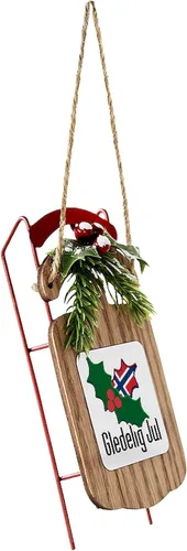 Miniatura 3 de CafePress Adorno navideño de trineo Gledelig Jul de Noruega