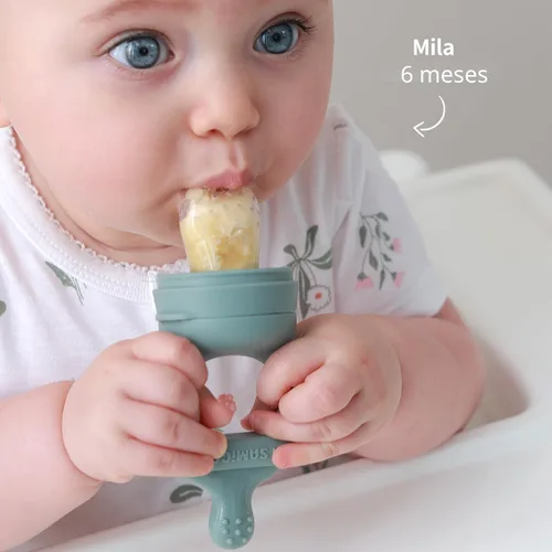 Miniatura 5 de SAMiGO Alimentador de frutas para bebés y moldes para paletas de leche materna, mordedor de frutas de silicona, chupete para aliviar la dentición