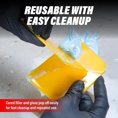 Miniatura 5 de LAUCO Esparcidores de relleno corporal (100 piezas) – Esparcidor de plástico reutilizable amarillo para rellenos automotrices, masillas, esmaltes