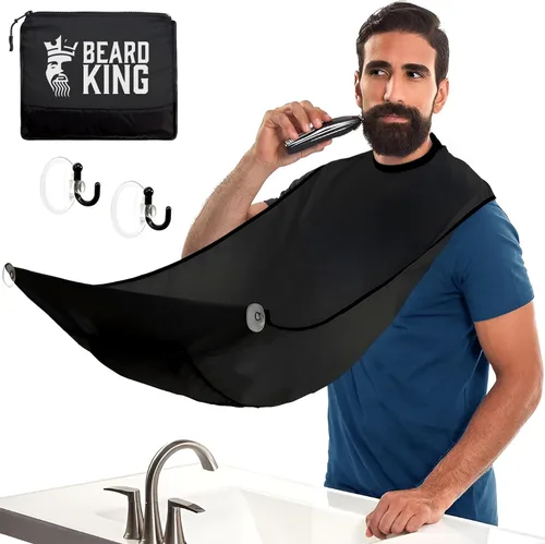 Miniatura 11 de BEARD KING Delantal con babero para barba, como se ve en Shark Tank, regalos para él, rellenos de calcetines para hombres, regalo para hombres Negro