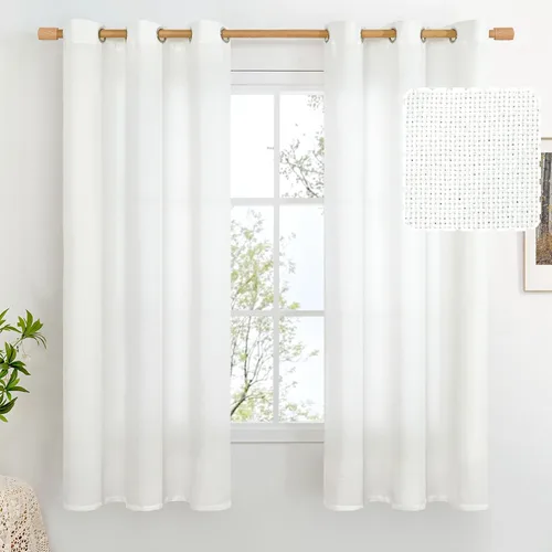 Miniatura 44 de BGment Cortinas de Lino Beige de 63 Pulgadas de Largo 2 Paneles - Tratamientos para Ventanas con Textura de Arpillera Filtrantes de Luz Cortinas