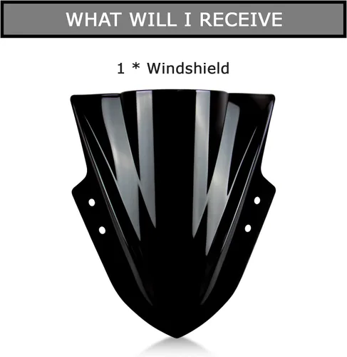 Miniatura 5 de Parabrisas doble burbuja deflector de viento pantalla para Ninja 300 EX300R EX300 2013-2017 2013 2014 2015 2016 2017 negro