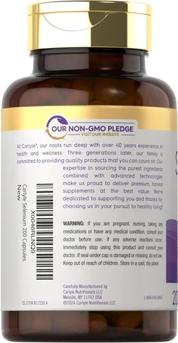 Miniatura 3 de Carlyle Selenio sin levadura 200 mcg 200 cápsulas Mineral esencial de L-selenometionina Suplemento vegetariano, sin OMG y sin gluten