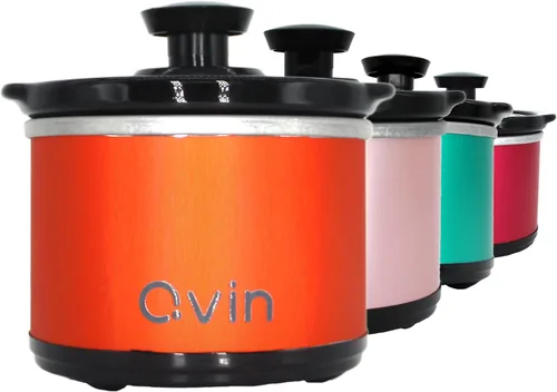 Miniatura 15 de Olla de cocción lenta mini de 0.65 cuartos de galón, olla de fusión para fondue con cacerola de gres apta para lavavajillas, para salsas, guisos