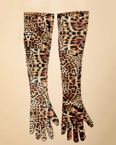 Miniatura 11 de BXT Guantes largos de terciopelo con estampado de leopardo y cebra para mujer, accesorios de disfraz de Halloween