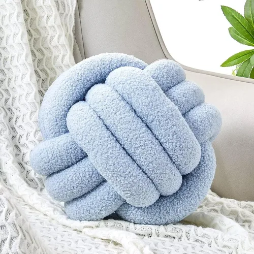 Miniatura 30 de Uvvyui Bola de Almohada con Nudo, Almohadas Decorativas Suaves para el Hogar, Almohada Redonda de Tiro, Almohada de Felpa Anudada Hecha a Mano