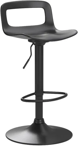 Miniatura 3 de Juego de 2 taburetes de bar, taburetes de bar giratorios de plástico ajustables, taburetes modernos con respaldo abierto y reposapiés, taburetes