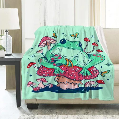 Miniatura 13 de Manta de hongos, ultra suave, cálida y ligera, de franela de forro polar con microhongos, para cama, sofá, regalo de viaje, decoración de hongos