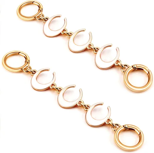 Miniatura 23 de 2 unidades extensoras de bolsa de cadena de corazón y luna, extensores de correa para bolso, cadena de oro, correa de repuesto para monedero