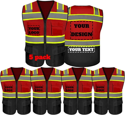 Miniatura 26 de Chaleco de seguridad reflectante de alta visibilidad con 5 bolsillos y cremallera clase 2 para adultos, unisex, ropa de trabajo de seguridad