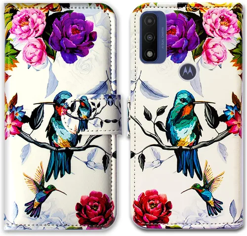 Miniatura 11 de Bcov Funda de piel con tapa para teléfono Motorola Moto G Pure/Power 2022 - Patrón de pájaro negro, ranura para tarjetas, bloqueo magnético, función