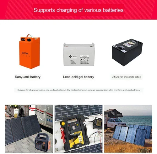 Miniatura 5 de Panel solar portátil plegable de 400 W, panel de silicona monocristalino, impermeable, con cable de alimentación, adecuado para familias de viajes