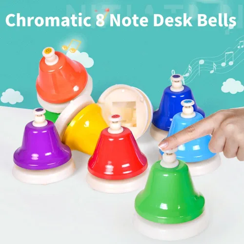 Miniatura 2 de ENNBOM Campana de escritorio 8 notas instrumento de percusión musical - campana de mano diatónica para enseñanza musical