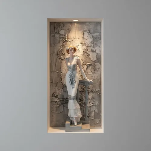 Miniatura 3 de Comfy Hour Figura de dama victoriana de 13 pulgadas, elegante estatua de mujer apoyada en la escalera, estilo art déco de los años 20, decoración