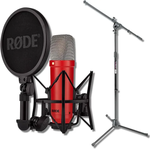 Miniatura 11 de Rode NT1 Signature - Paquete de micrófono condensador de diafragma grande negro con soporte de trípode MS7701B Euro Boom - Micrófono de estudio XLR
