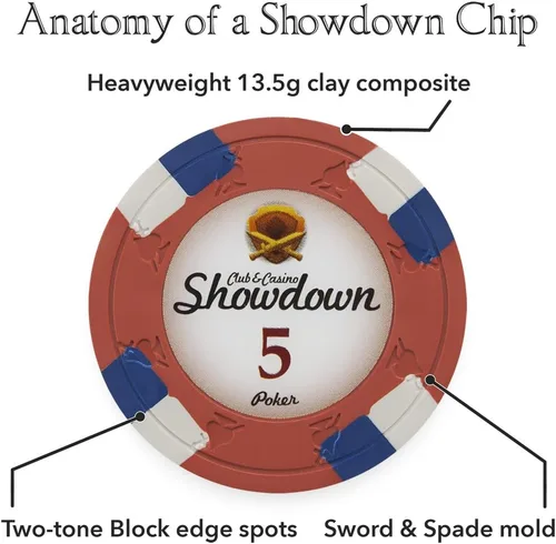 Miniatura 4 de Claysmith Gaming Paquete de 50 fichas de póquer Showdown, compuesto de arcilla pesada de 0.48 oz