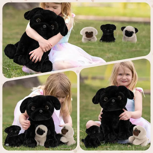 Miniatura 3 de MorisMos Pug Stuffed Animal with Babies Inside, 14" Mommy Stuffed Pug with 3 Baby Puppies, 4Pcs Interactive Soft Cuddly Dog for Kids, Dog Lovers