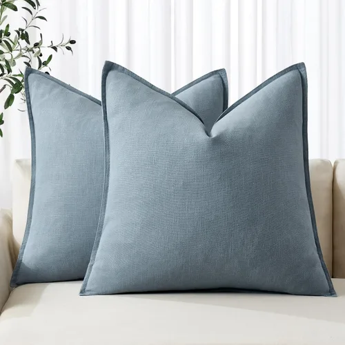 Miniatura 32 de MIULEE - Juego de 2 fundas de almohada decorativas de lino, estilo bohemio, rústico, neutral, para sofá, cama, 16 x 16 pulgadas, color marrón