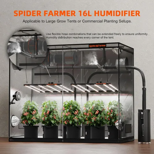 Miniatura 2 de Spider Farmer - Humidificador de 16L/4.2Gal con salida de 1400ML/H para tienda de cultivo de 2000 pies cuadrados, habitación grande, planta