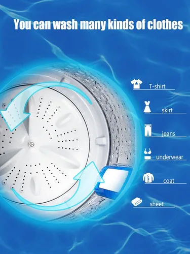 Miniatura 5 de KRIB BLING - Lavadora completamente automática con bomba de drenaje, lavadora compacta de 17.7 libras, 10 programas de lavado y 8 niveles de agua
