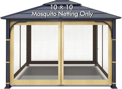 Miniatura 15 de Wonwon Gazebo Mosquitera de Repuesto Universal para Exteriores Toldo de 4 Paneles de Paredes de Malla con Cremallera para Gazebo de 10' x 10