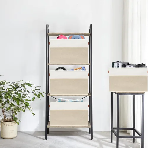 Miniatura 7 de SNWDN Paquete de 6 cestas de almacenamiento de tela para organizar contenedores plegables de tela con asas para organización del hogar y la oficina