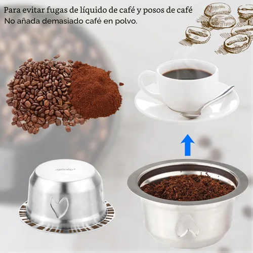 Miniatura 4 de Vainas reutilizables para máquina Nespresso Vertuo, juego de cápsulas de café recargables de acero inoxidable de 230ml con 1 tapa de silicona, 1