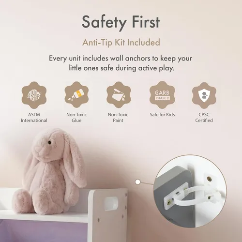 Miniatura 8 de Humble Crew Organizador de almacenamiento de manualidades y juguetes con estante superior y 9 contenedores extraíbles, Estantería para niños