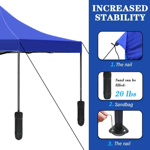Miniatura 4 de Tienda de campaña desplegable, toldo desplegable de 10 x 10 pies, toldo Oxford 420D impermeable con revestimiento plateado, 10 x 10 pies