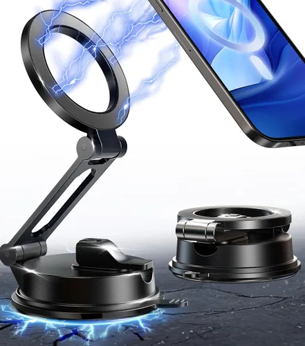 Miniatura 14 de Cargador de teléfono de coche certificado Qi2 para MagSafe, brazo plegable y ajustable de 360°, soporte magnético universal para pantalla de espejo